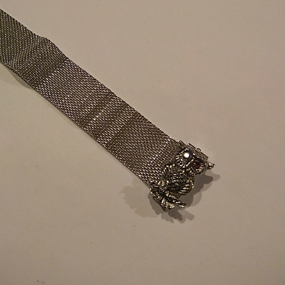 ⏳SALE c.1970s VINTAGE Sarah Cov Owl Mesh Bracelet - Picture 8 of 8